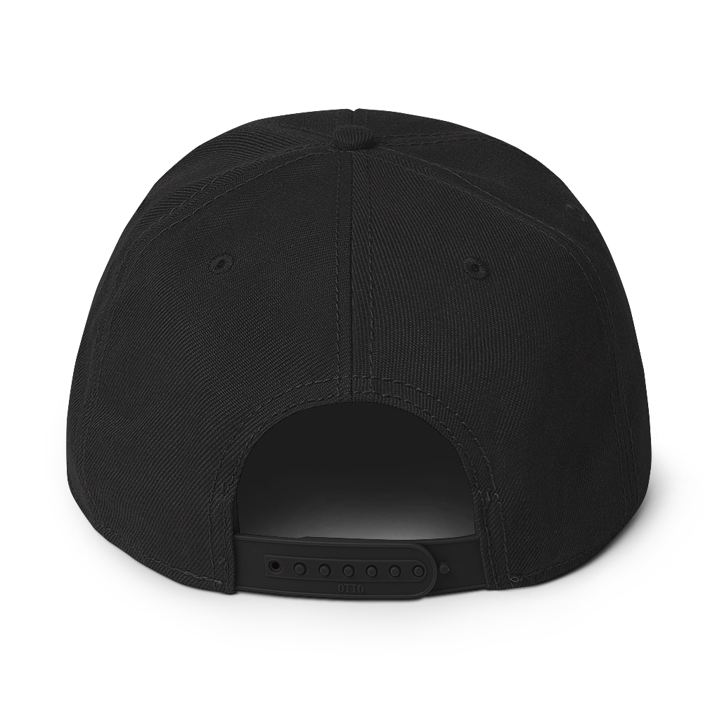 Black Snapback Hat with Bright Diamond 'A' Back Embroidery - ARAWMANTICKS Back Mockup